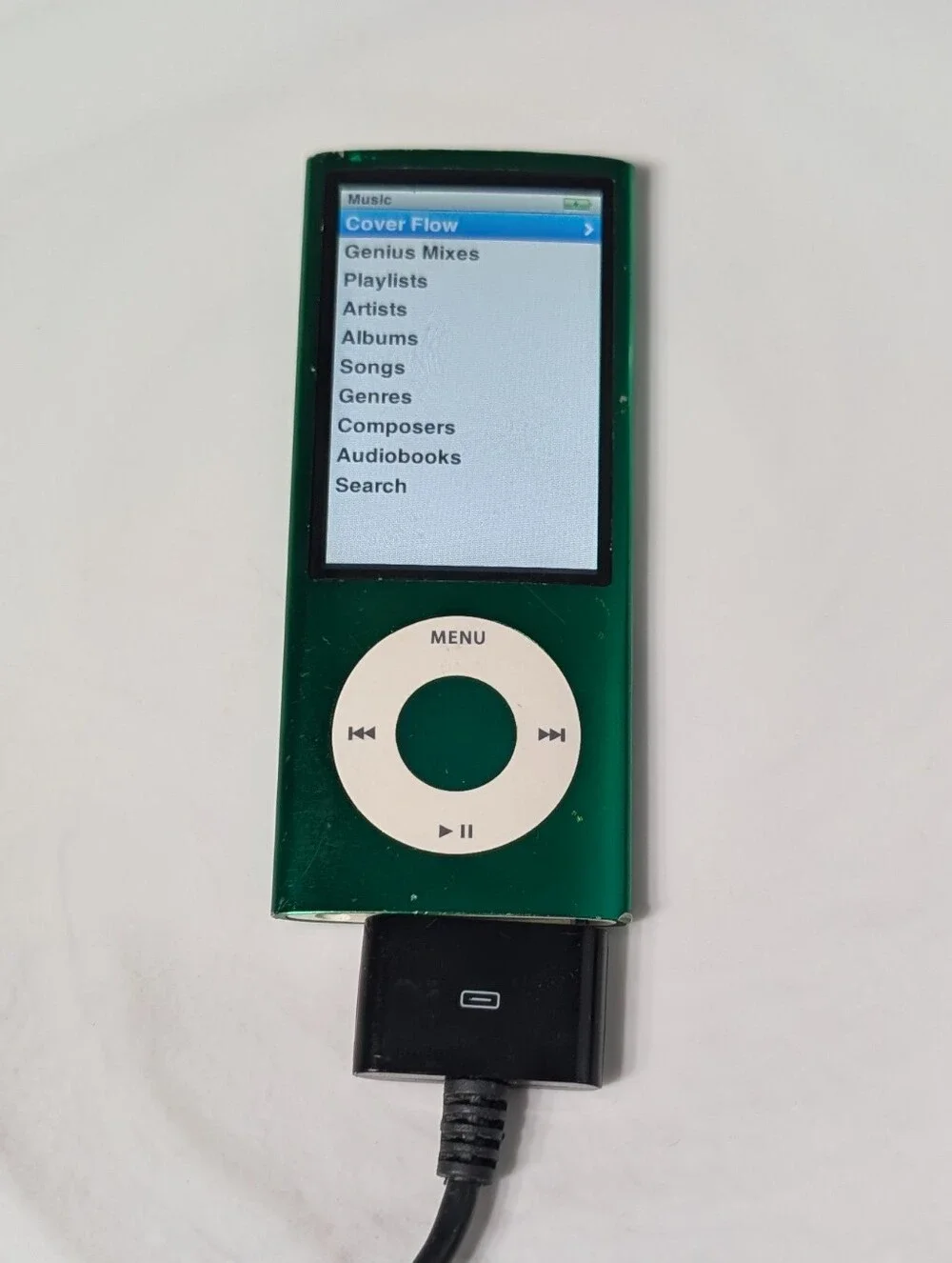 Apple Green iPod Nano with White Click Wheel With Charging Cable